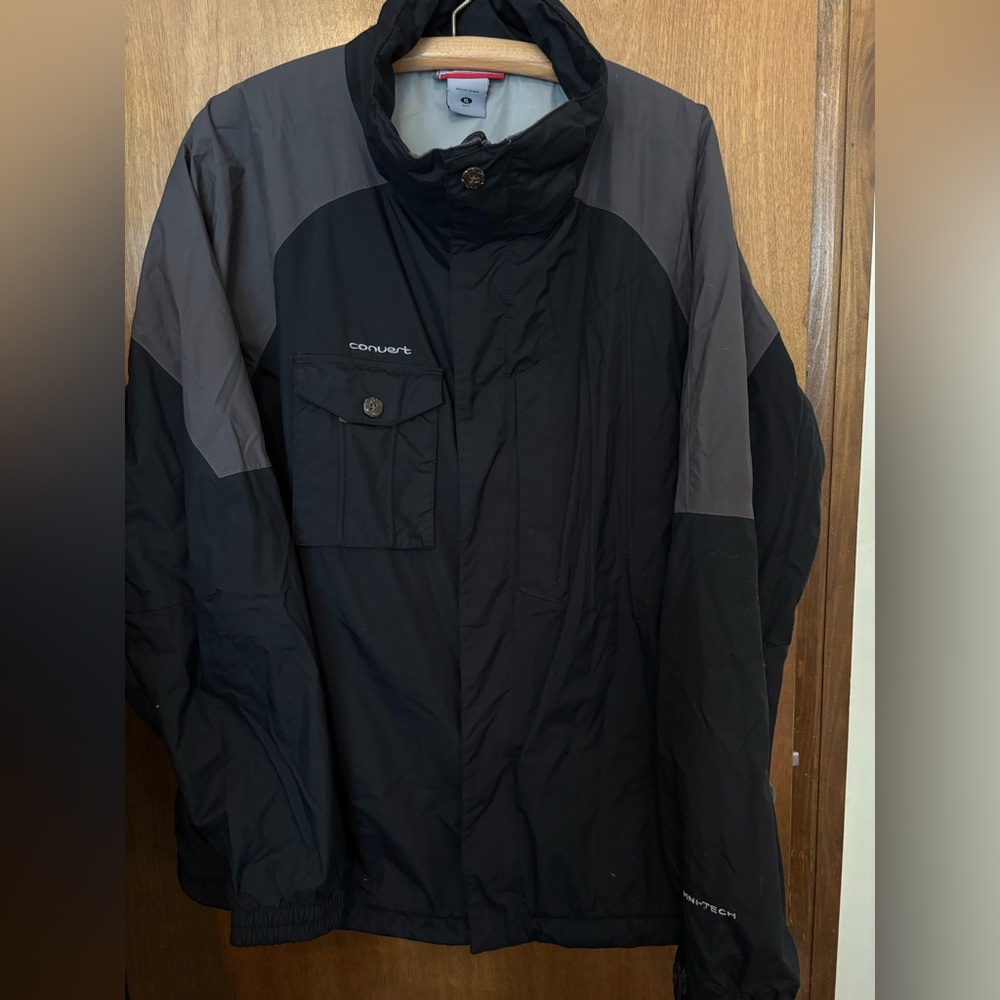 Columbia Convert Mens XL Zip Up Black and Gray Fleece Lined Snowboard Ski Jacket